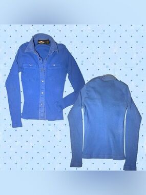 Harley-Davidson Blue Long Sleeve Button-Down Ribbed Shirt